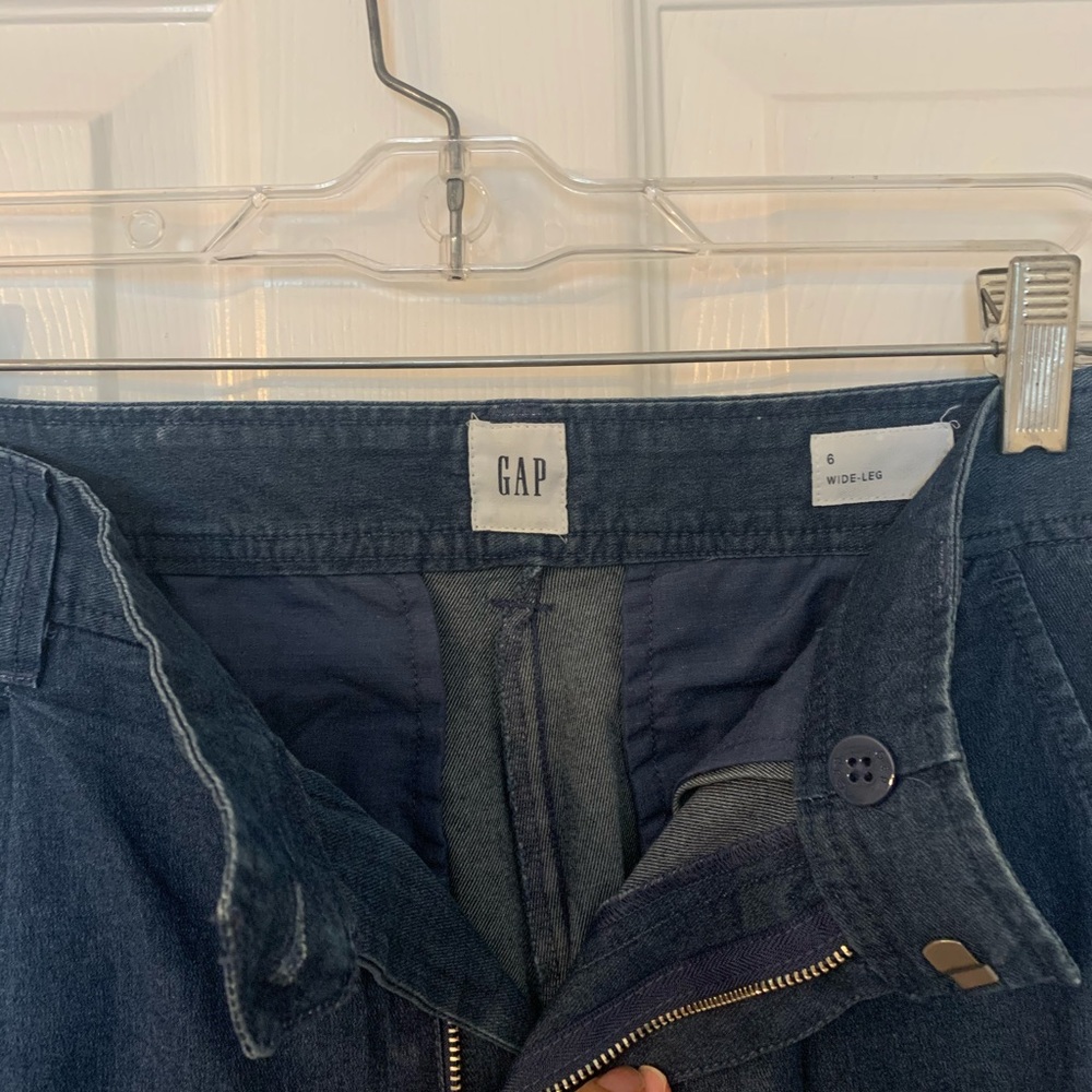 Gap Wide Leg Palazzo Chambray Jean Linen Pants